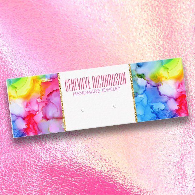 Colourful Rainbow Modern Earring Holder Display Mini Business Card (Creator Uploaded)