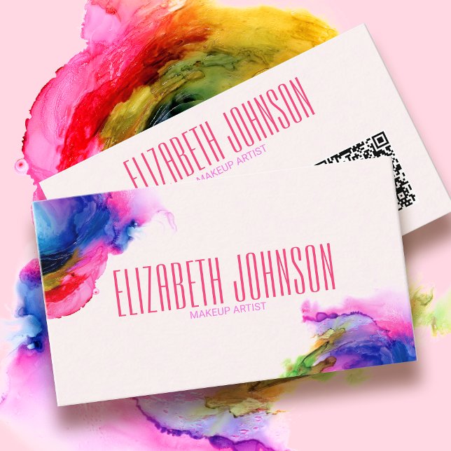 Colourful Rainbow Modern Elegant Abstract QR Code Business Card (Creator Uploaded)