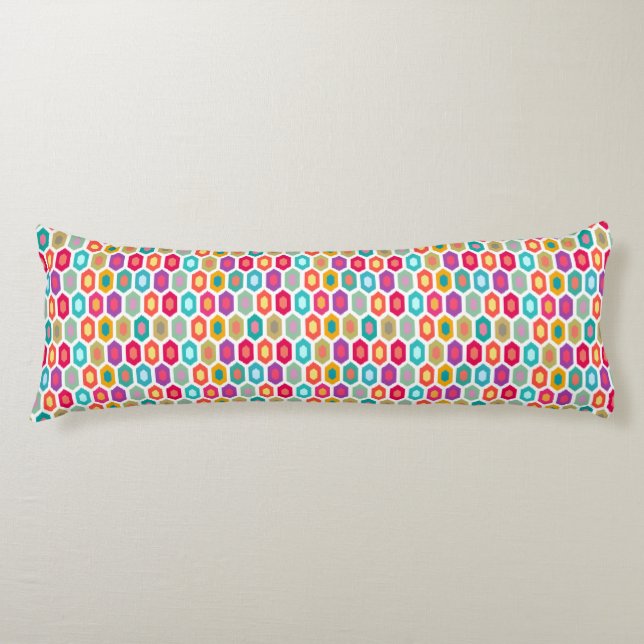 Colourful Rainbow Modern Ikat Pattern Body Cushion (Front)