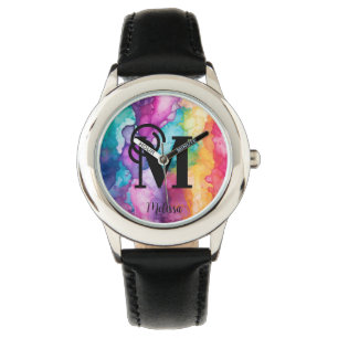 Colourful Rainbow  Monogram Watch