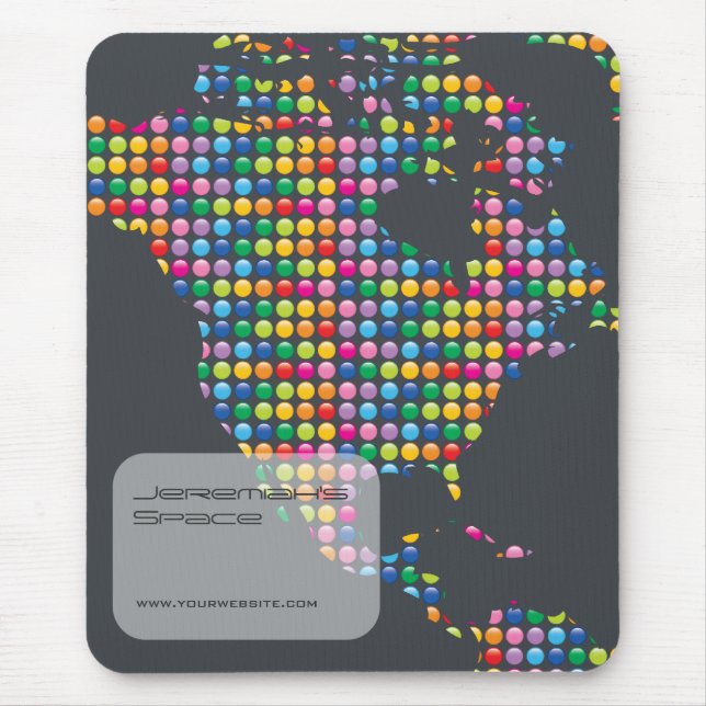 Colourful Rainbow Mosaic Dots America Map Modern Mouse Pad (Front)