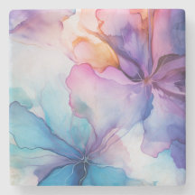 Colourful Rainbow Mosaic Watercolor Marble Coaster