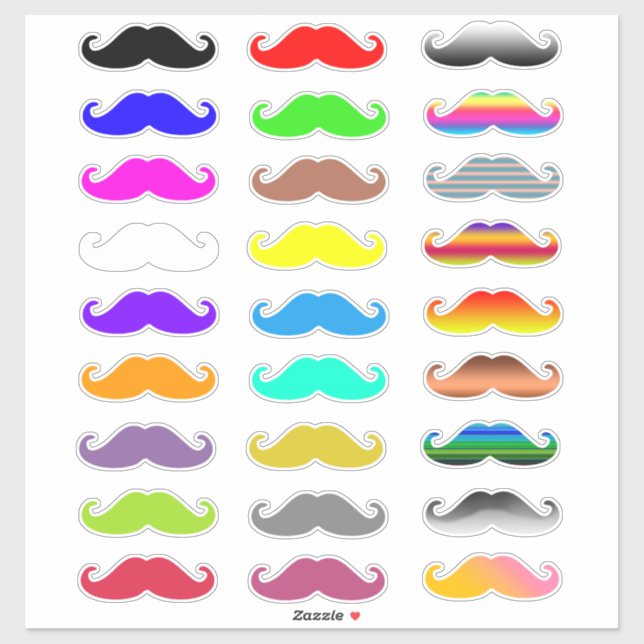 Colourful Rainbow Moustaches (Sheet)