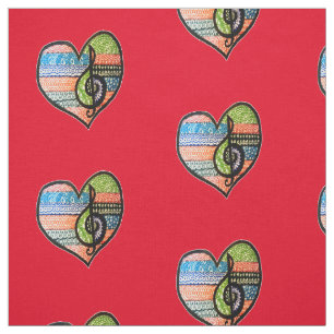 Colourful Rainbow Music Heart Customisable Fabric
