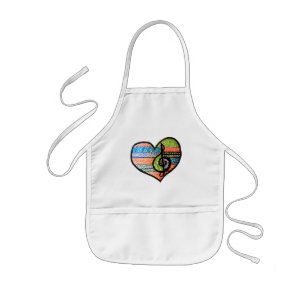 Colourful Rainbow Music Heart Customisable Kids Apron