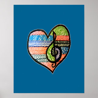 Colourful Rainbow Music Heart Customisable Poster