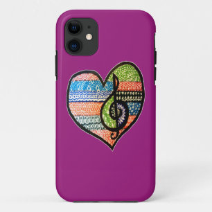 Colourful Rainbow Music Heart Doodle Personalised iPhone 11 Case