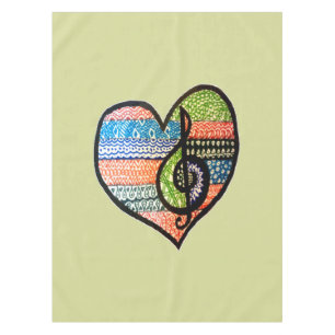 Colourful Rainbow Music Heart Doodle Personalised Tablecloth