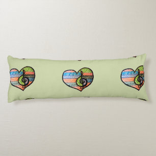 Colourful Rainbow Music Heart Doodle To Customise Body Cushion