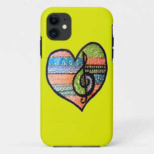 Colourful Rainbow Music Heart Personalised iPhone 11 Case