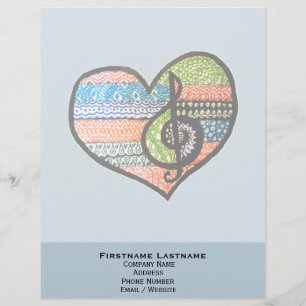 Colourful Rainbow Music Heart Personalised Letterhead Template