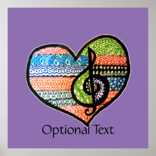 Colourful Rainbow Music Heart Personalised Poster