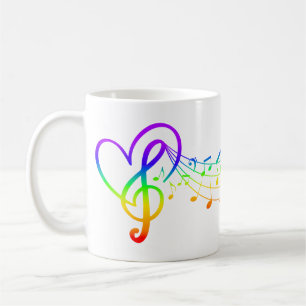 Colourful Rainbow Music Notes, LGBTQ, Gay Pride Coffee Mug