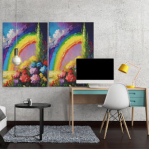 Colourful Rainbow Nature Scene Neo-impressionism Canvas Print