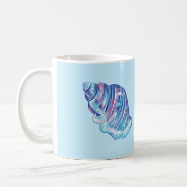 Colourful rainbow ocean seashell illustration coffee mug (Left)