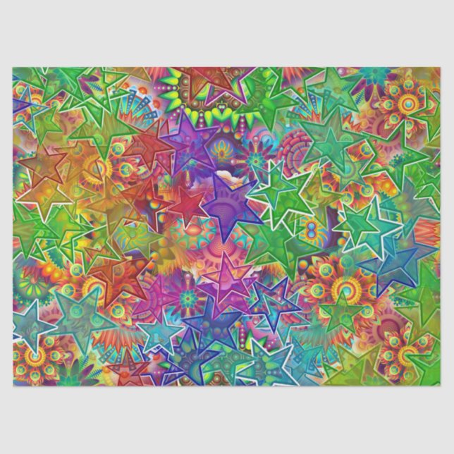 Colourful Rainbow of Stars Tissue Paper (Front)