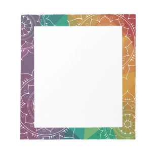 Colourful rainbow ombre geometric mandala hippie notepad