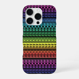 Colourful rainbow ornament iPhone 16 pro case