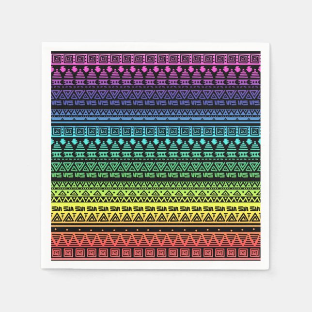 Colourful rainbow ornament napkin (Front)