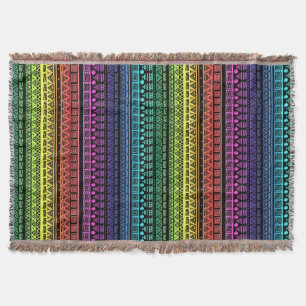 Colourful rainbow ornament throw blanket
