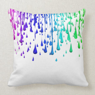 Colourful Rainbow Paint Drips Throw Pillow