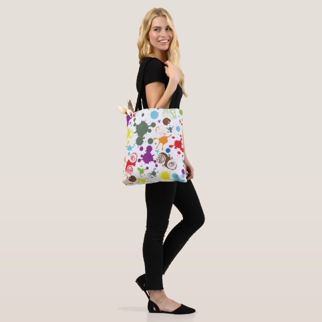 Colourful Rainbow Paint Splatter Everyday Tote Bag (On Model)