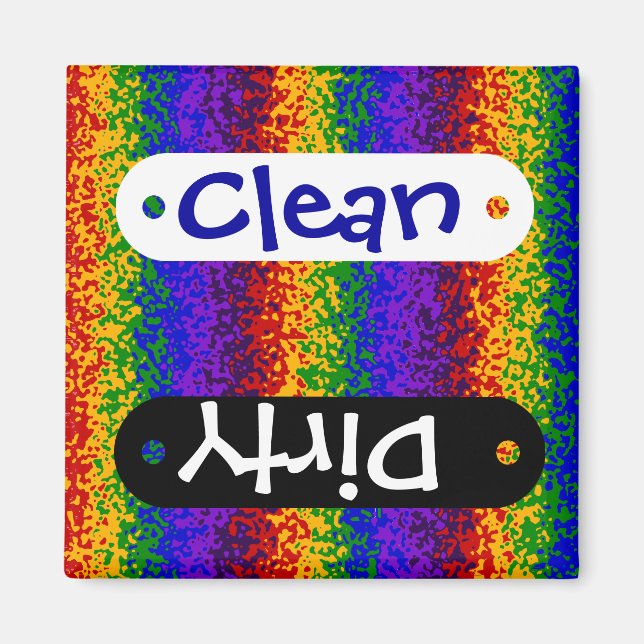 Colourful Rainbow Paint Splatters Abstract Art Magnet (Front)