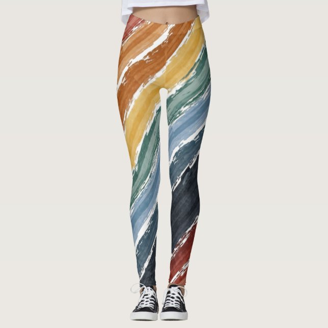 Colourful Rainbow painting vintage Leggings (Front)