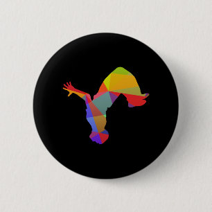 Colourful rainbow parkour runner in backflip sport 6 cm round badge