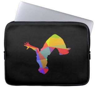 Colourful rainbow parkour runner in backflip sport laptop sleeve