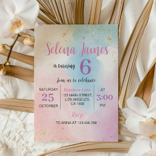 Colourful Rainbow Pastel Birthday Invitation
