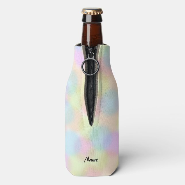 Colourful Rainbow pastel Geometric Circle Pattern Bottle Cooler (Bottle Back)