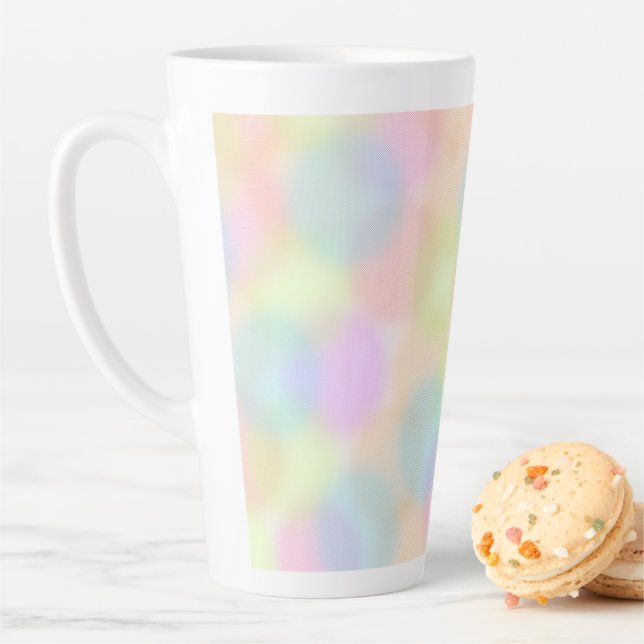 Colourful Rainbow pastel Geometric Circle Pattern Latte Mug (In Situ)
