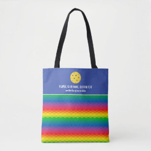 Colourful Rainbow Pattern Custom Pickleball Paddle Tote Bag