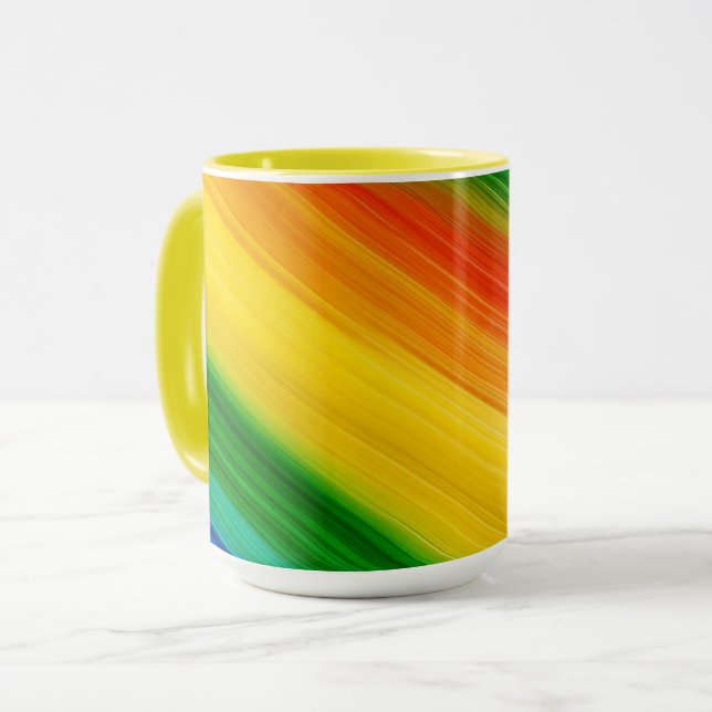Colourful rainbow pattern mug (Front Left)
