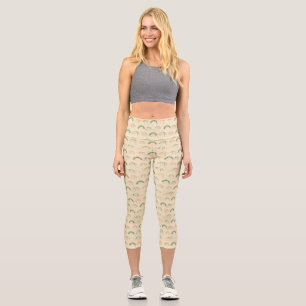 Colourful Rainbow Pattern on Beige Background Capri Leggings