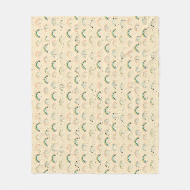 Colourful Rainbow Pattern on Beige Background Fleece Blanket (Front)