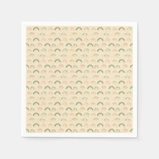 Colourful Rainbow Pattern on Beige Background Napkin (Front)
