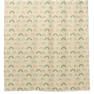 Colourful Rainbow Pattern on Beige Background Shower Curtain