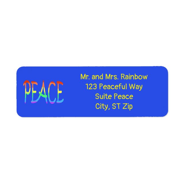 Colourful Rainbow Peace Word Address Labels (Front)