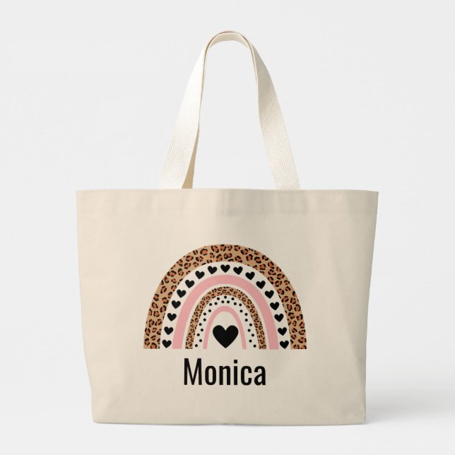  Colourful Rainbow Personalised Name Tote Bag (Back)
