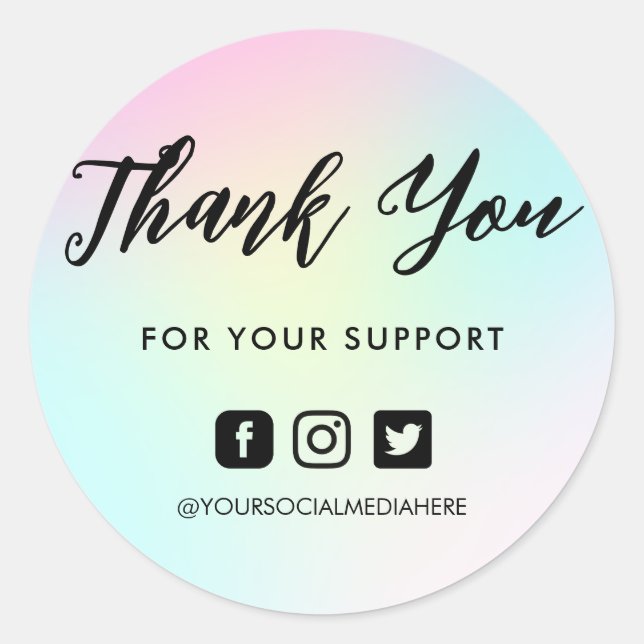 Colourful Rainbow Pink Blue Classic Round Sticker (Front)