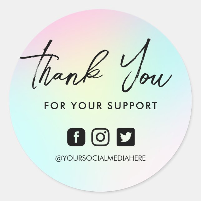 Colourful Rainbow Pink Blue Classic Round Sticker (Front)