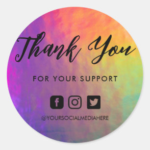 Colourful Rainbow Pink Orange Classic Round Sticke Sticker