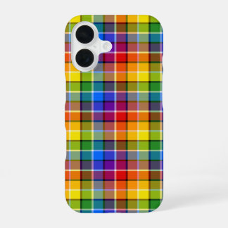 Colourful Rainbow Plaid Pattern iPhone 16 Case