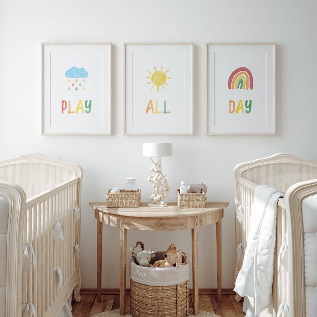 colourful rainbow play all day art print set of 3 (Creator Uploaded)