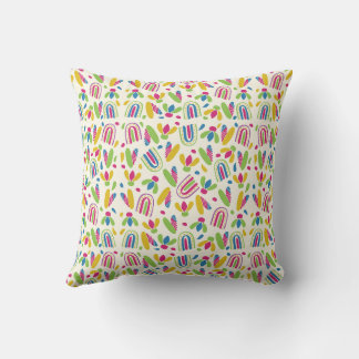 Colourful Rainbow Playful Flowers Cushion
