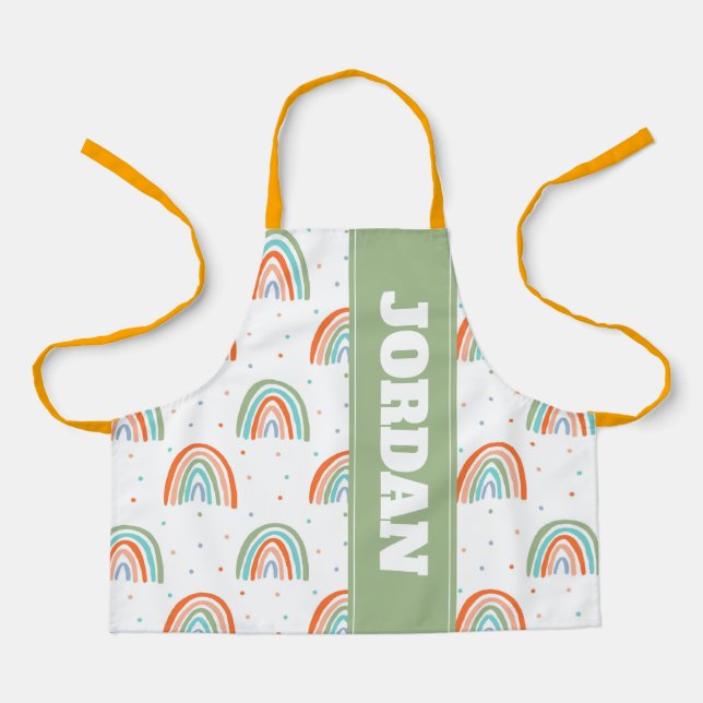 Colourful Rainbow Polka Dot Pattern Apron (Front)