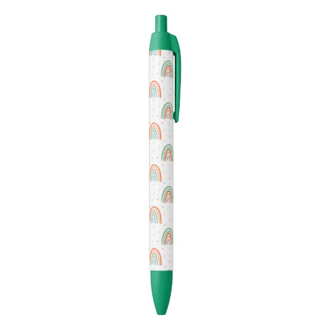 Colourful Rainbow Polka Dot Pattern Black Ink Pen (Bottom (Vertical))