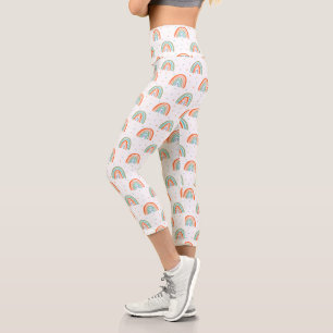 Colourful Rainbow Polka Dot Pattern Capri Leggings